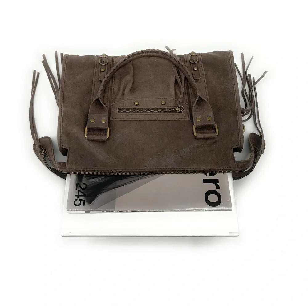 Sac à main en cuir brossé SANDSTORM Chocolat