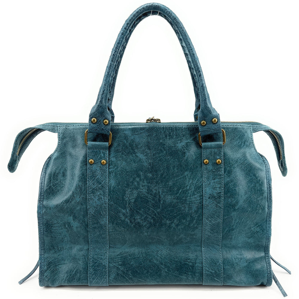 Sac à main en cuir brossé SANDSTORM Bleu Teal