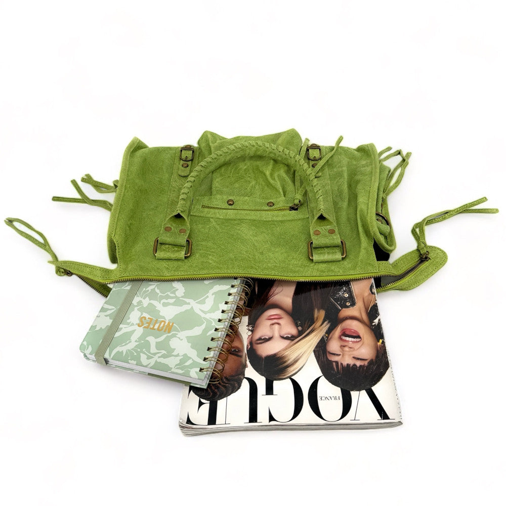 Sac à main en cuir brossé SANDSTORM Vert anis