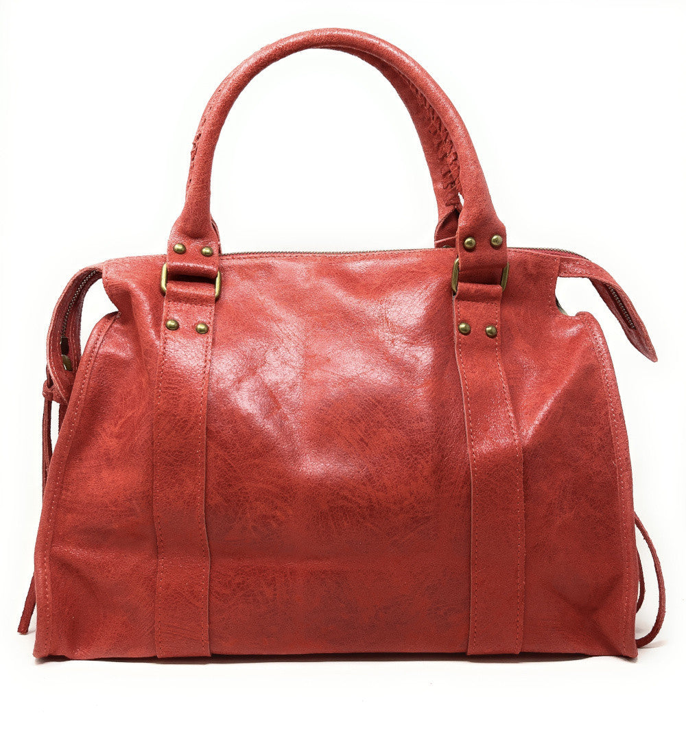 Sac à main en cuir brossé SANDSTORM Rouge fraise