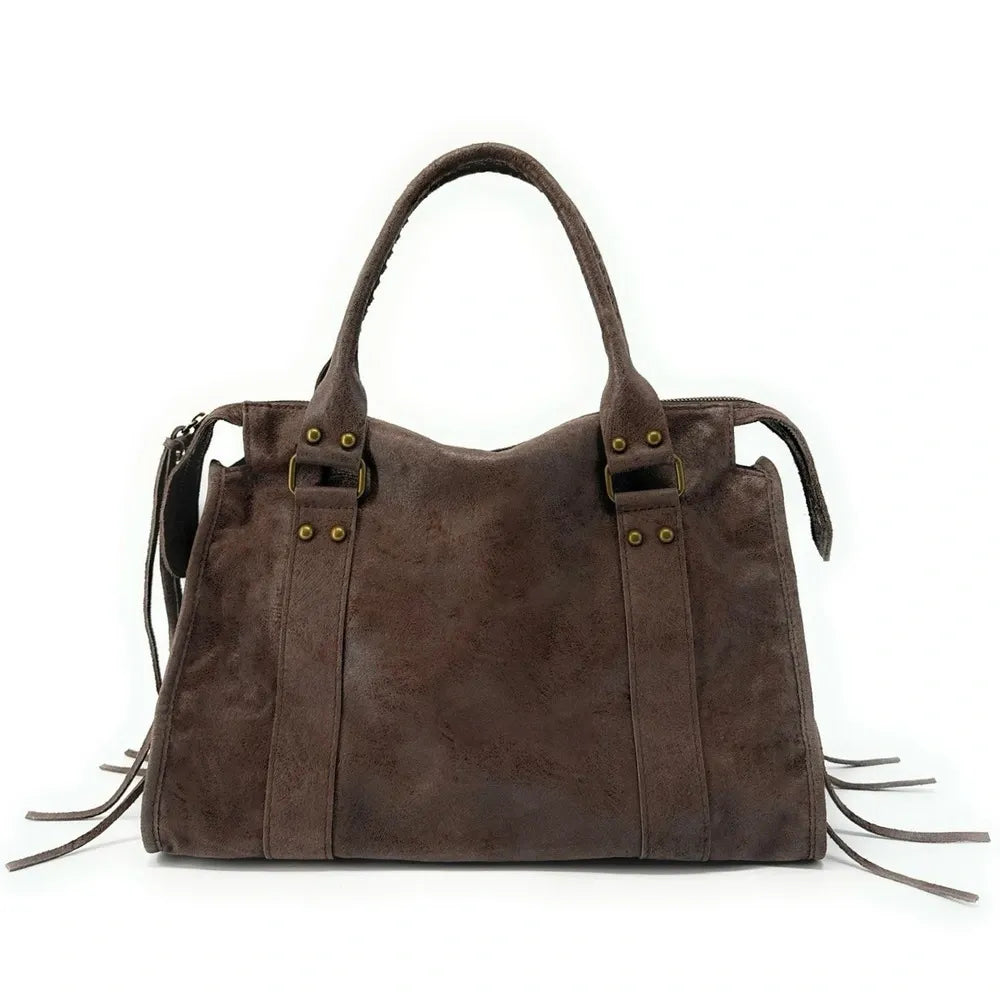 Sac à main en cuir brossé SANDSTORM Chocolat