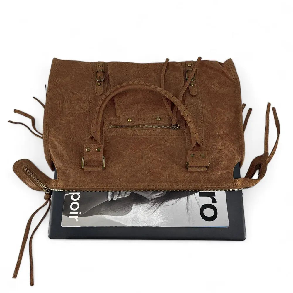 Sac à main en cuir brossé SANDSTORM Camel