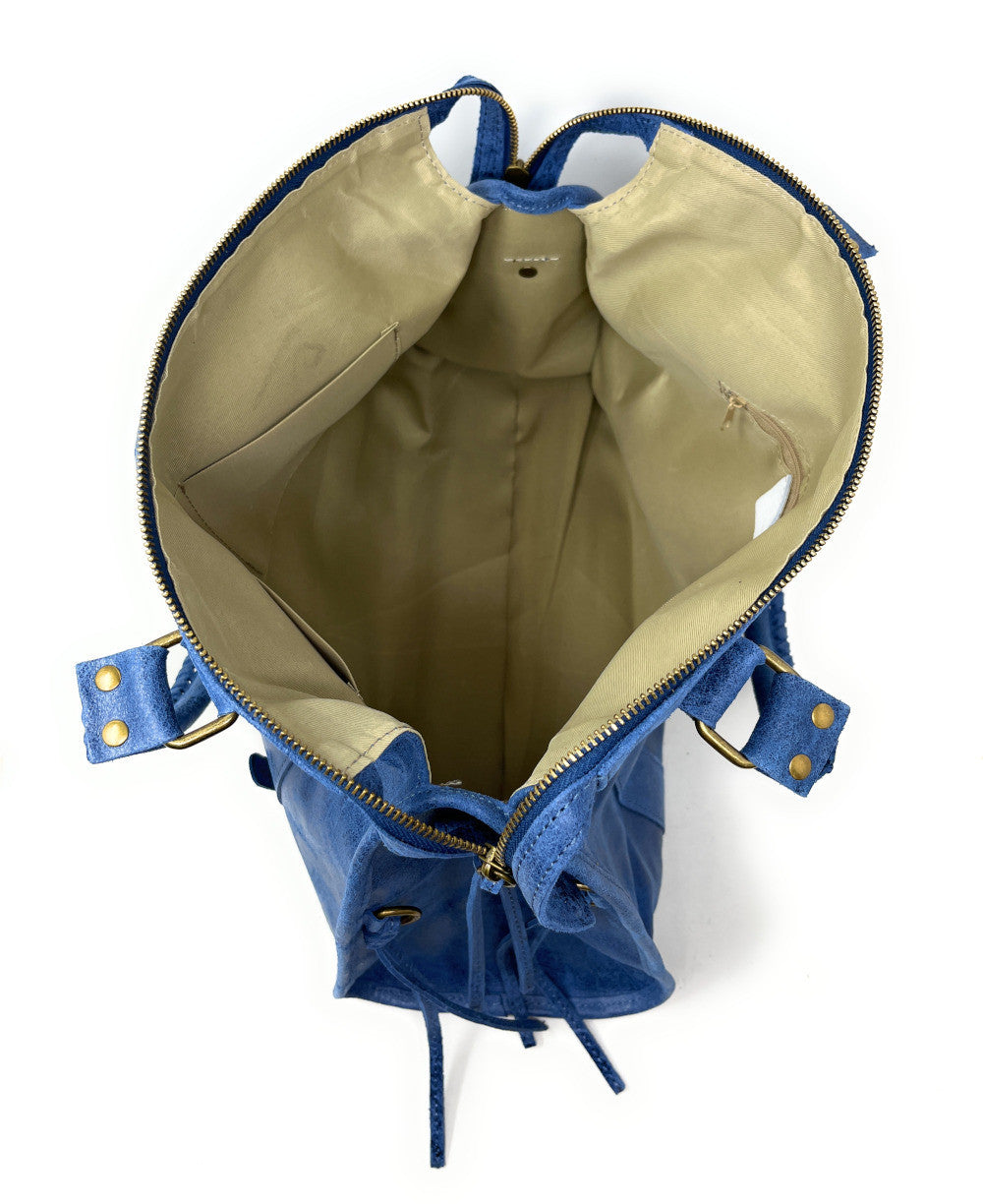 Sac à main en cuir brossé SANDSTORM Bleu denim