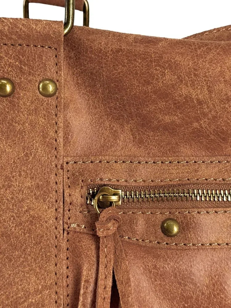 Sac à main en cuir brossé SANDSTORM Camel