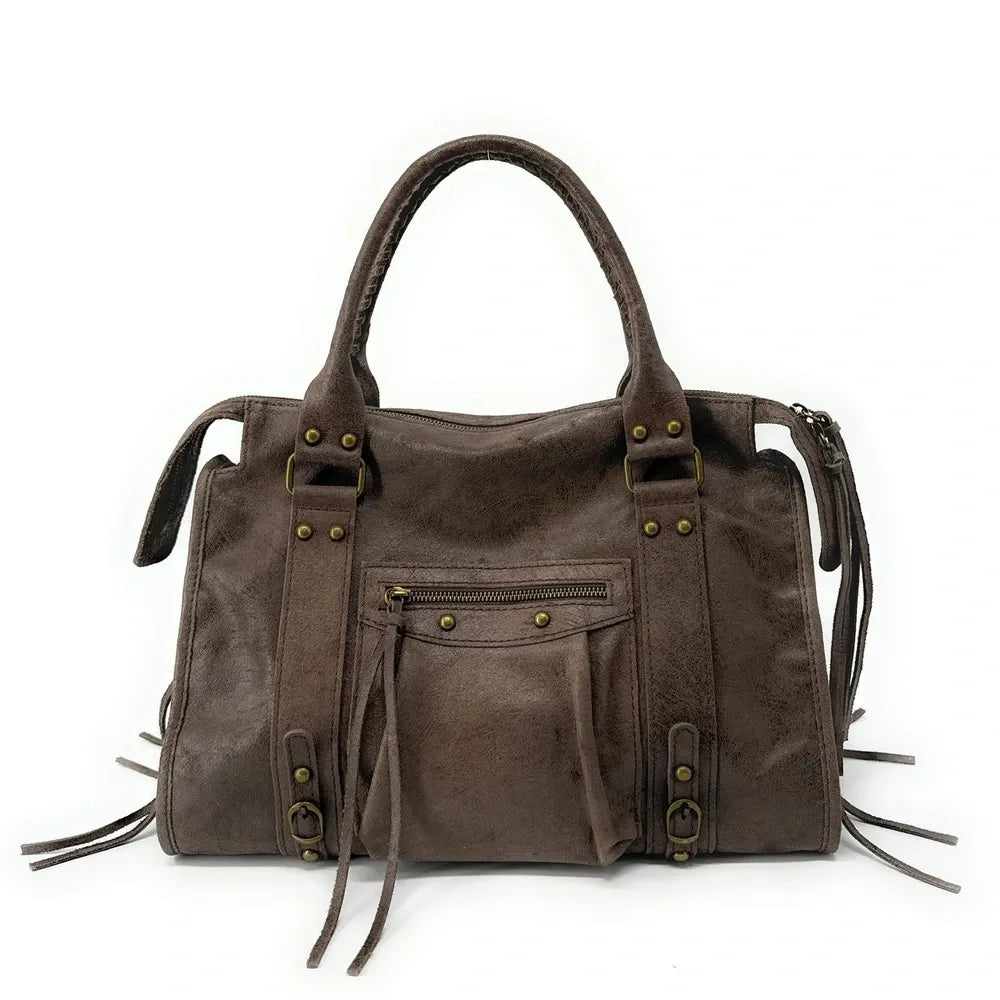 Sac à main en cuir brossé SANDSTORM Chocolat