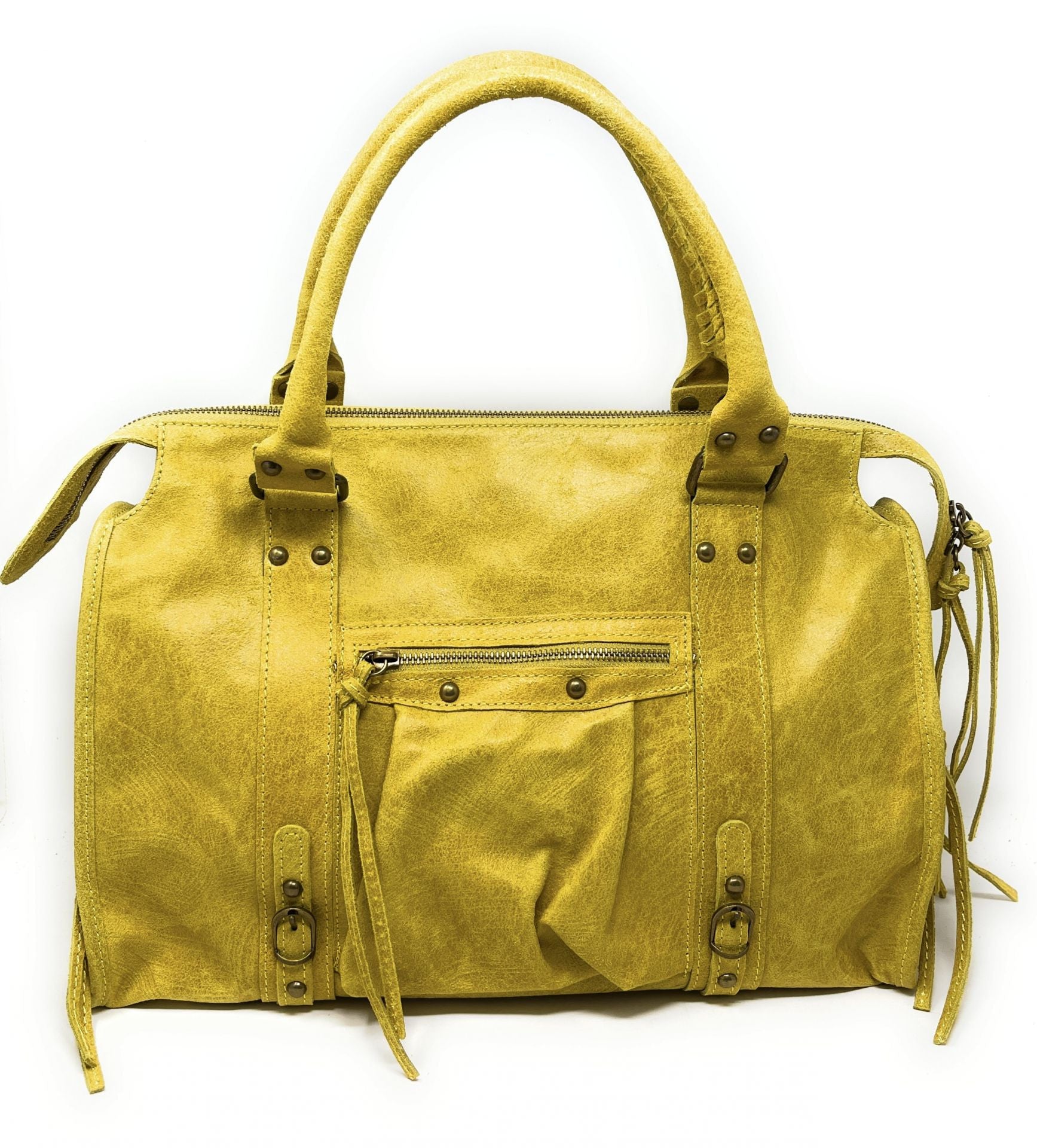 Sac à main en cuir brossé SANDSTORM Jaune tournesol