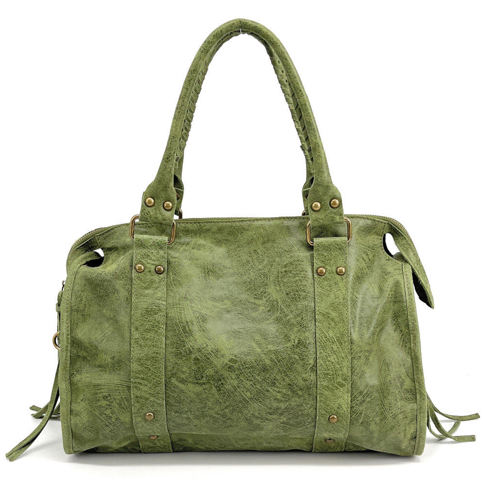 Sac à main en cuir brossé SANDSTORM Vert pistache