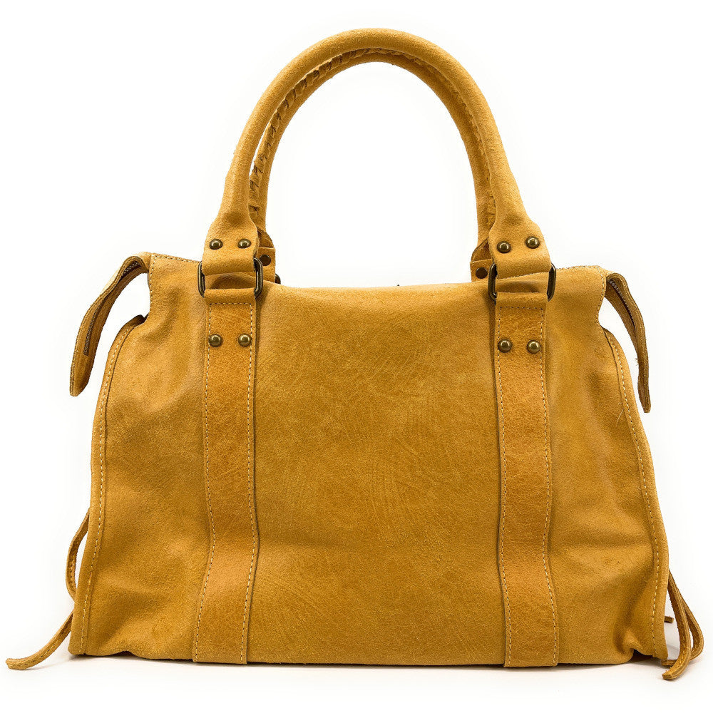 Sac à main en cuir brossé SANDSTORM Jaune Moutarde