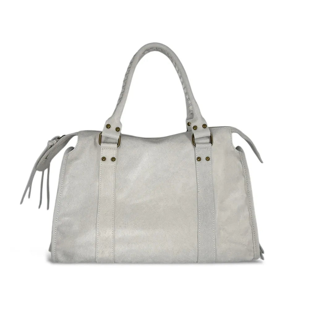 Sac à main en cuir brossé SANDSTORM Off-white