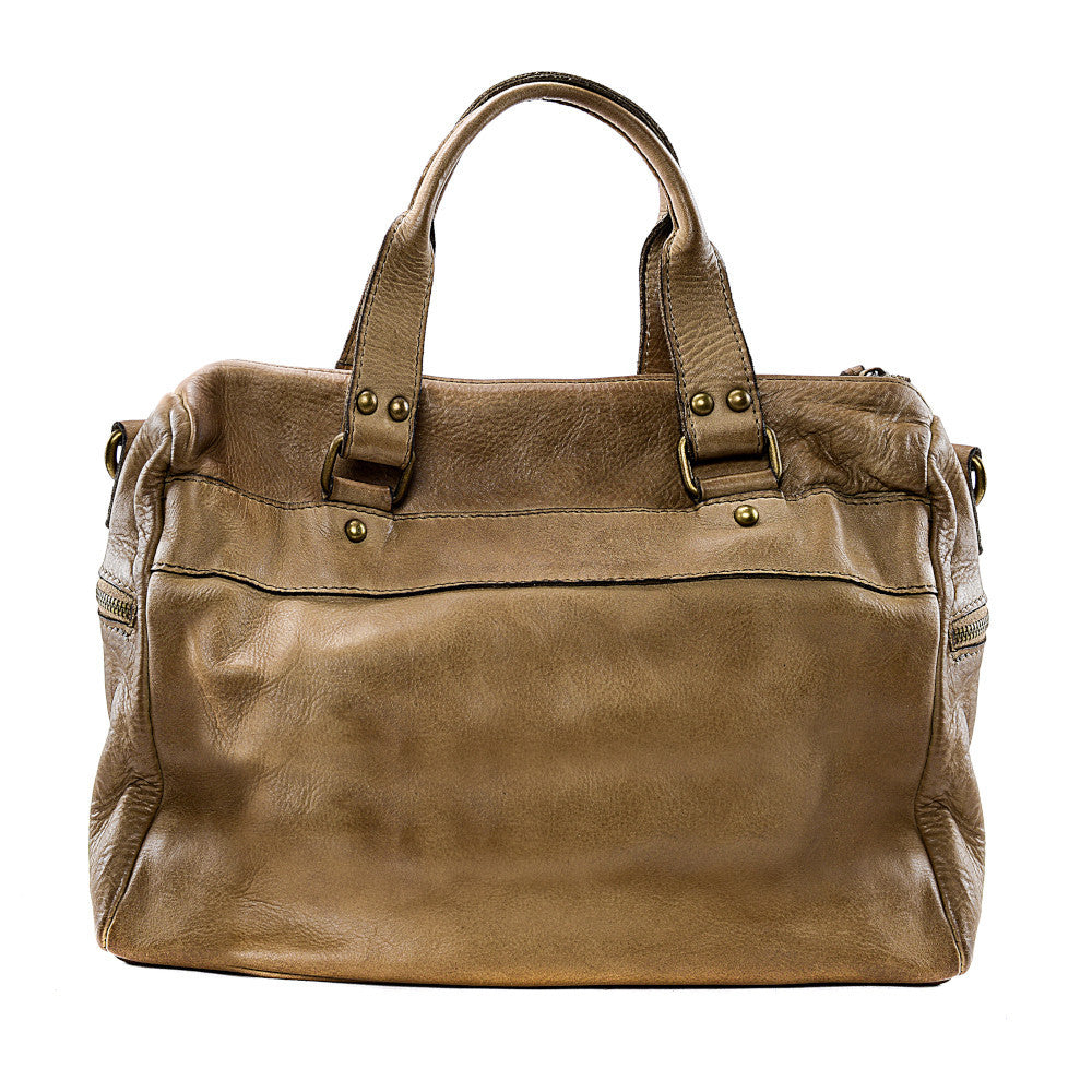 Sac en cuir vintage MISS EUGENIE Taupe