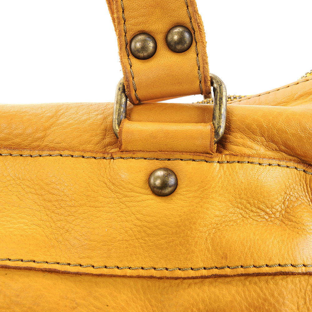 Sac en cuir vintage MISS EUGENIE Jaune Moutarde