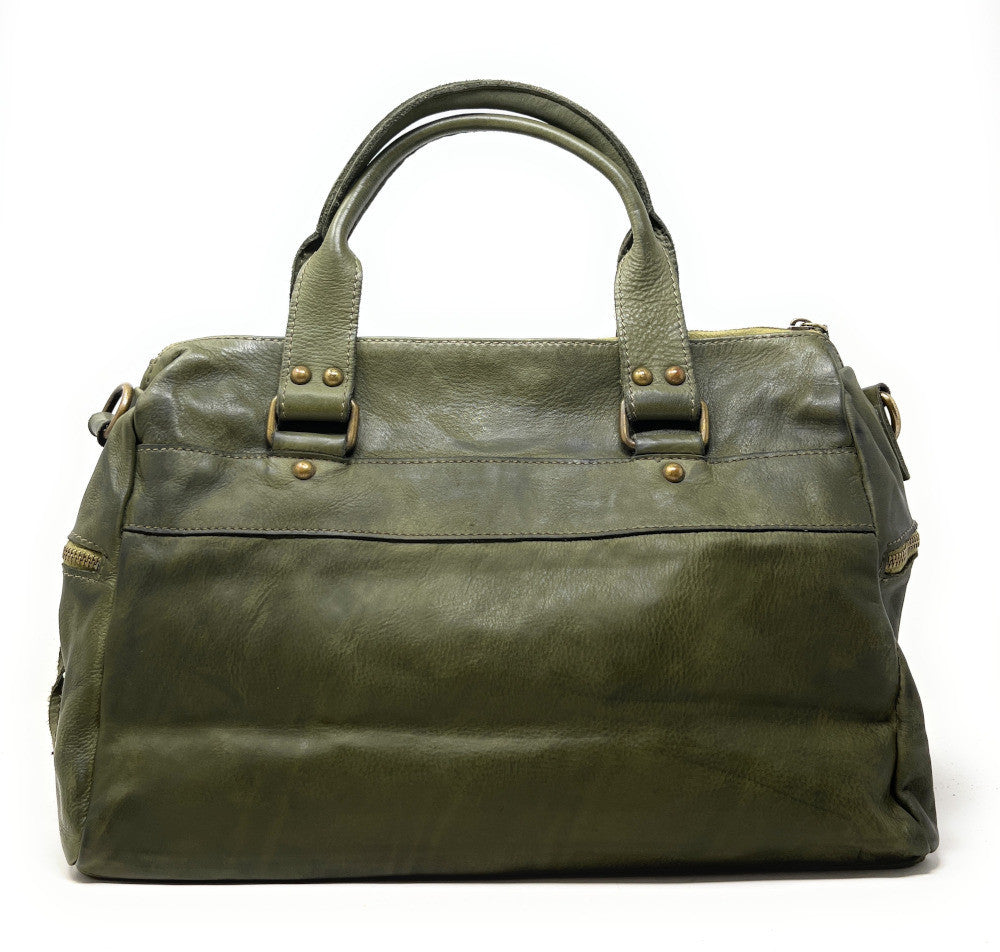 Sac en cuir vintage MISS EUGENIE Kaki
