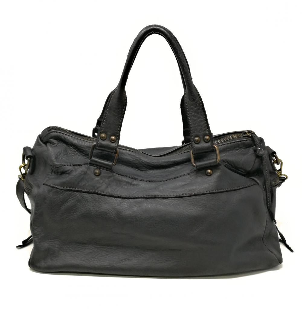 Sac en cuir vintage MISS EUGENIE Noir