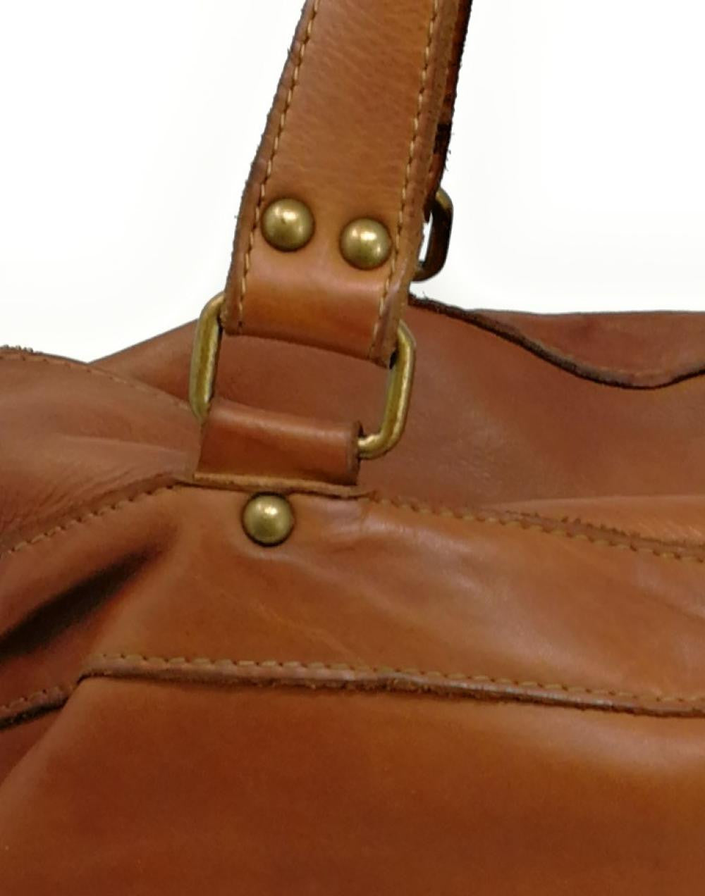 Sac en cuir vintage MISS EUGENIE Cognac