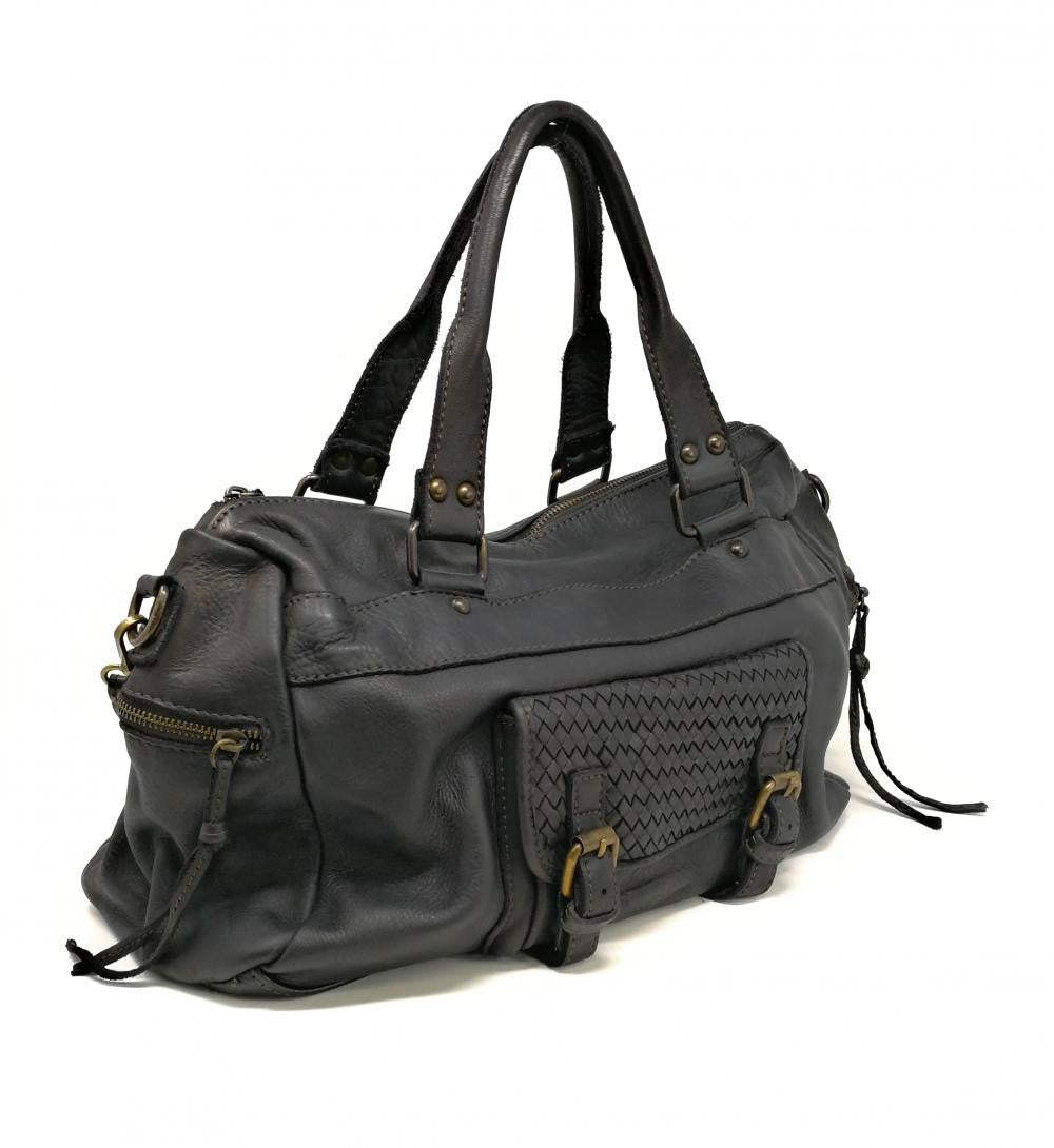 Sac en cuir vintage MISS EUGENIE Noir