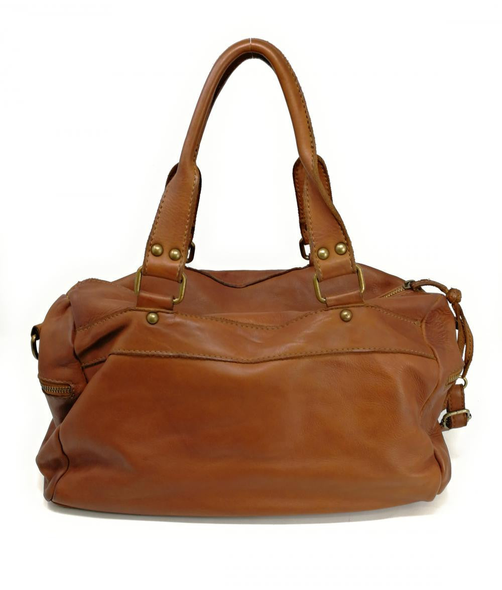 Sac en cuir vintage MISS EUGENIE Cognac