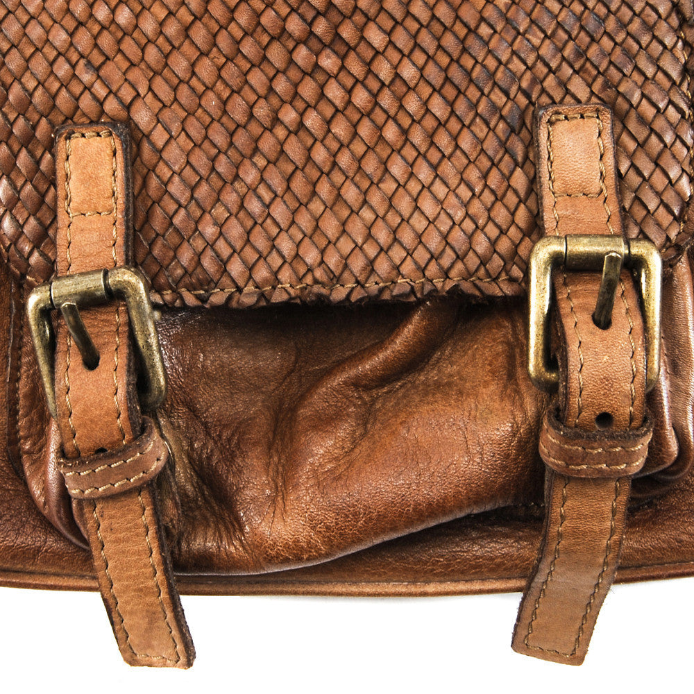 Sac en cuir vintage MISS EUGENIE Camel foncé