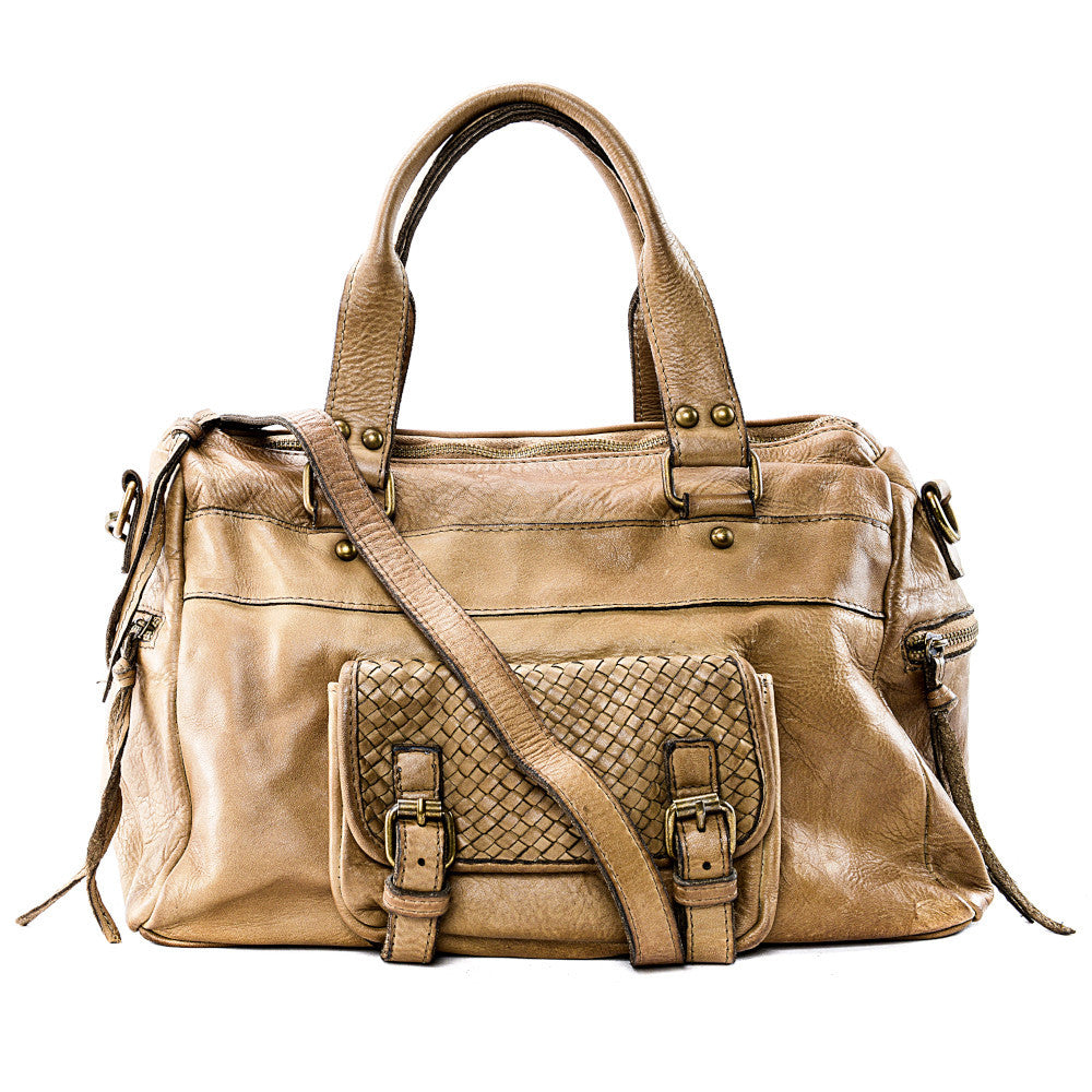Sac en cuir vintage MISS EUGENIE Taupe