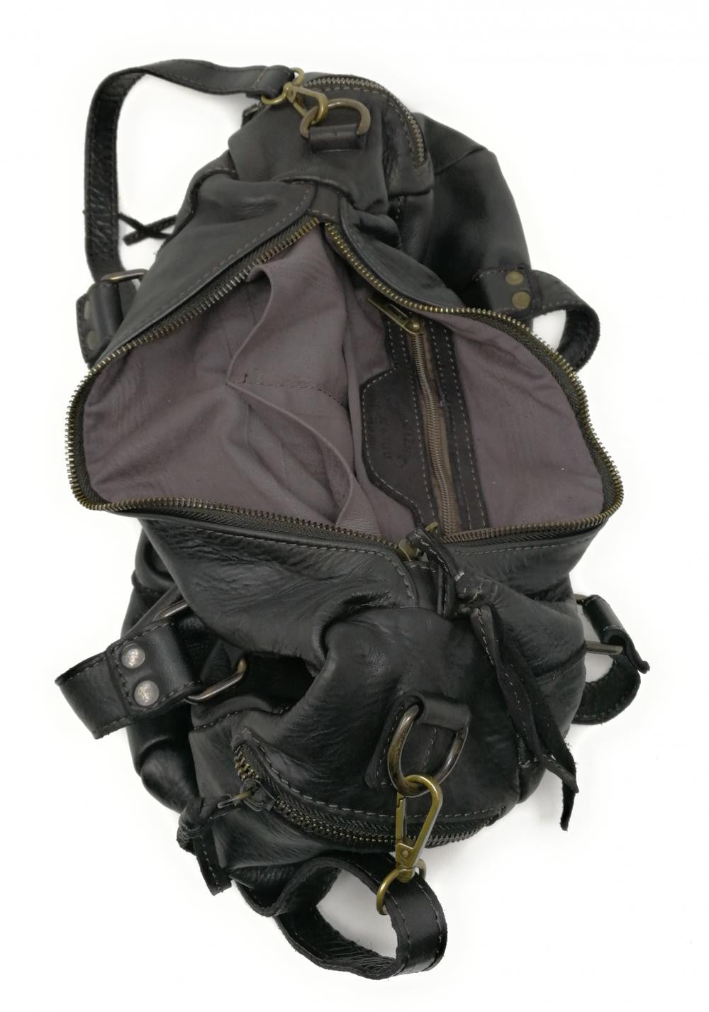Sac en cuir vintage MISS EUGENIE Noir