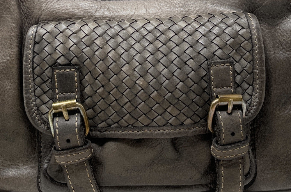 Sac en cuir vintage MISS EUGENIE Taupe foncé