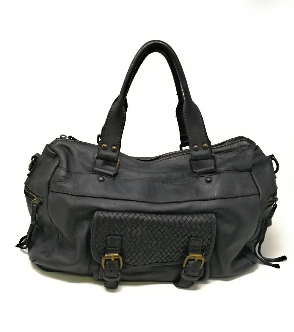 Sac en cuir vintage MISS EUGENIE Noir