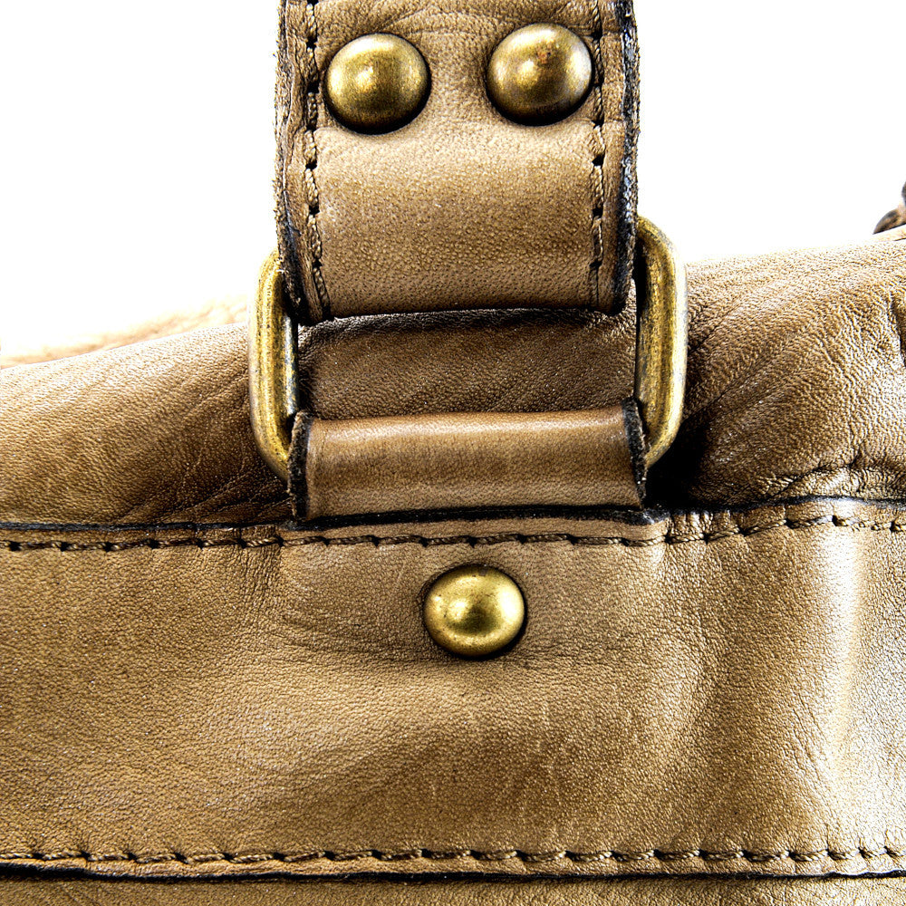 Sac en cuir vintage MISS EUGENIE Taupe