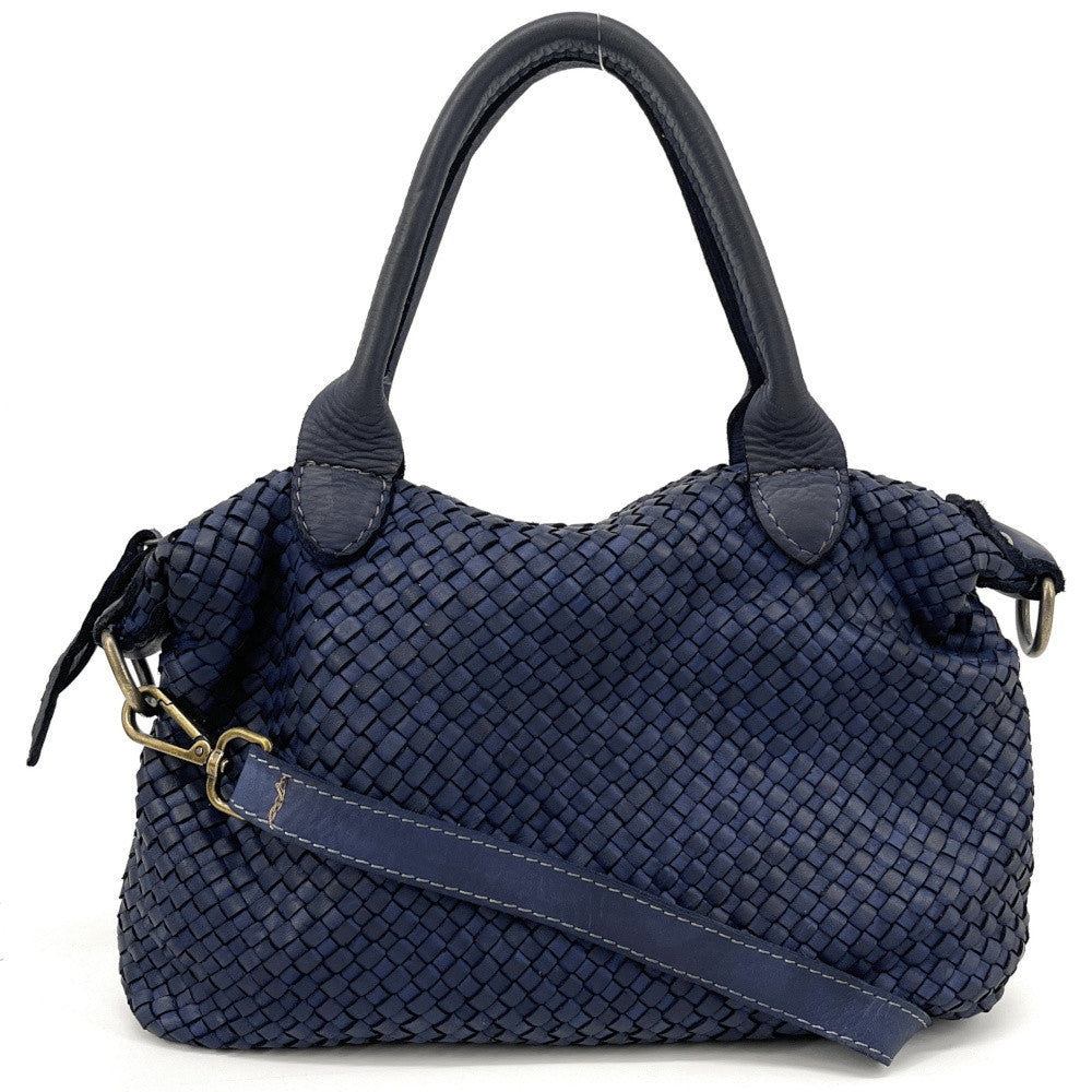 Sac à main en cuir vintage MISS ROSE Bleu profond