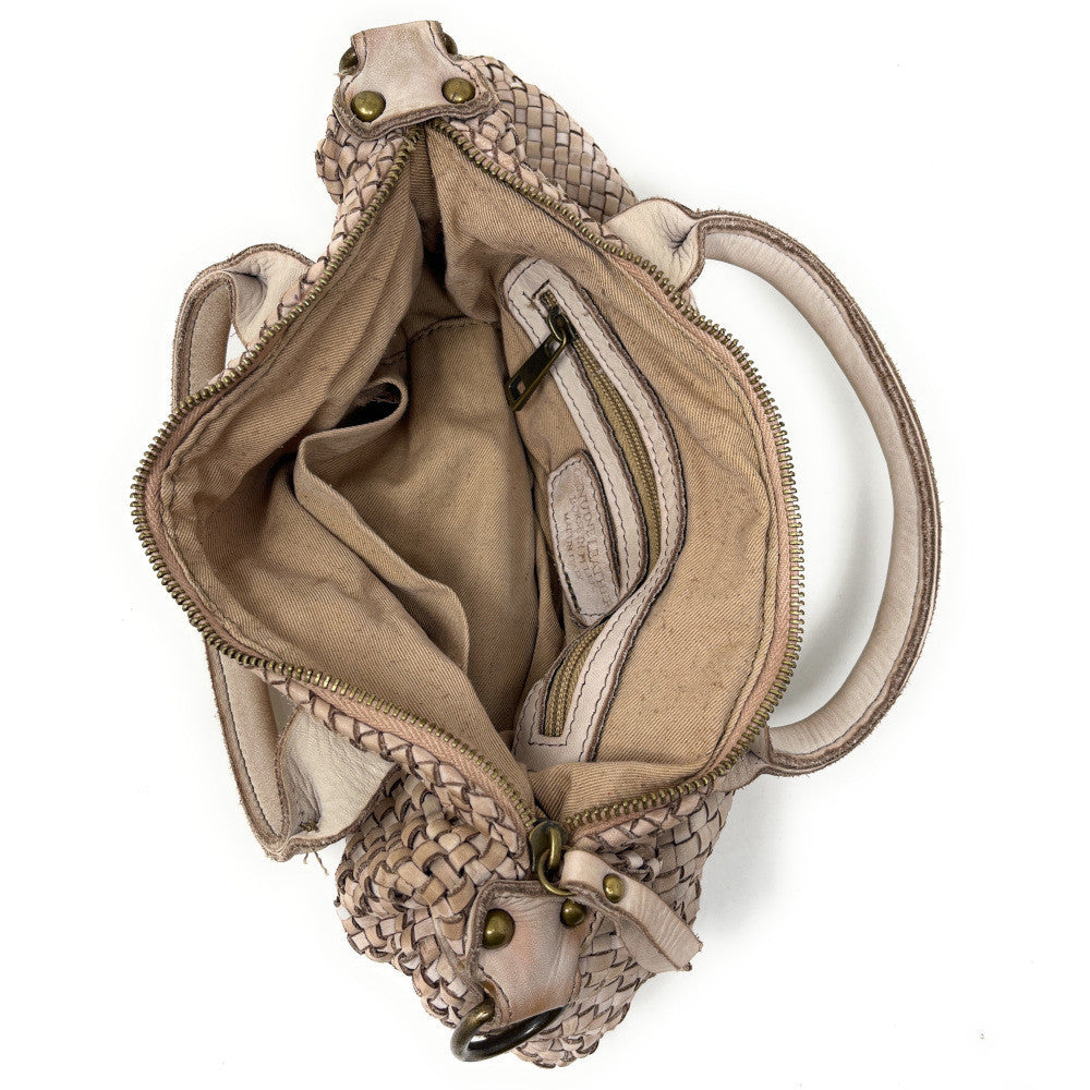 Sac à main en cuir vintage MISS ROSE Taupe clair