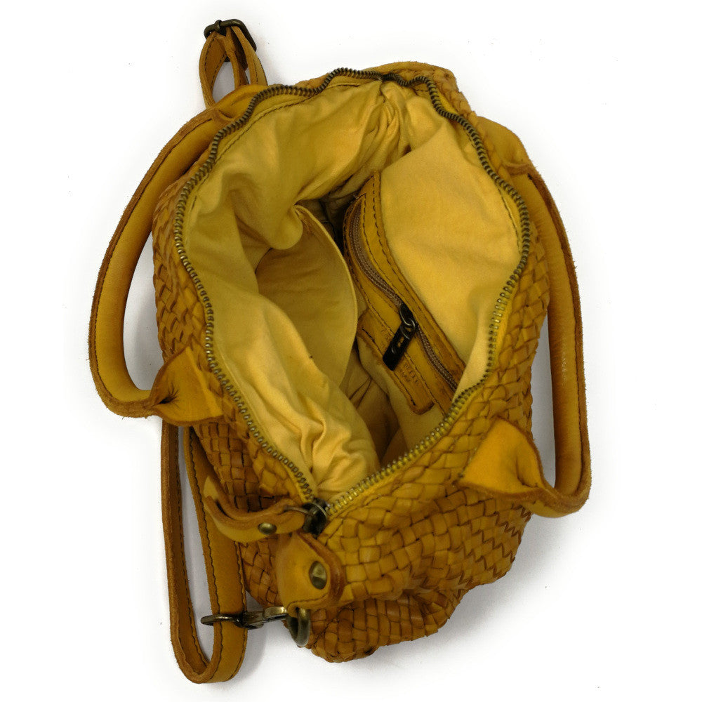 Sac à main en cuir vintage MISS ROSE Jaune tournesol
