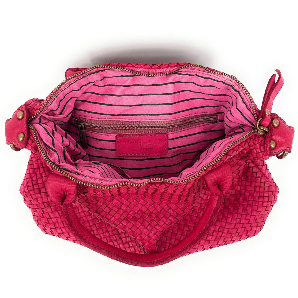 Sac à main en cuir vintage MISS ROSE Rose fuchsia