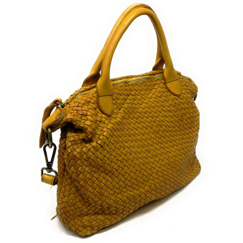 Sac à main en cuir vintage MISS ROSE Jaune tournesol