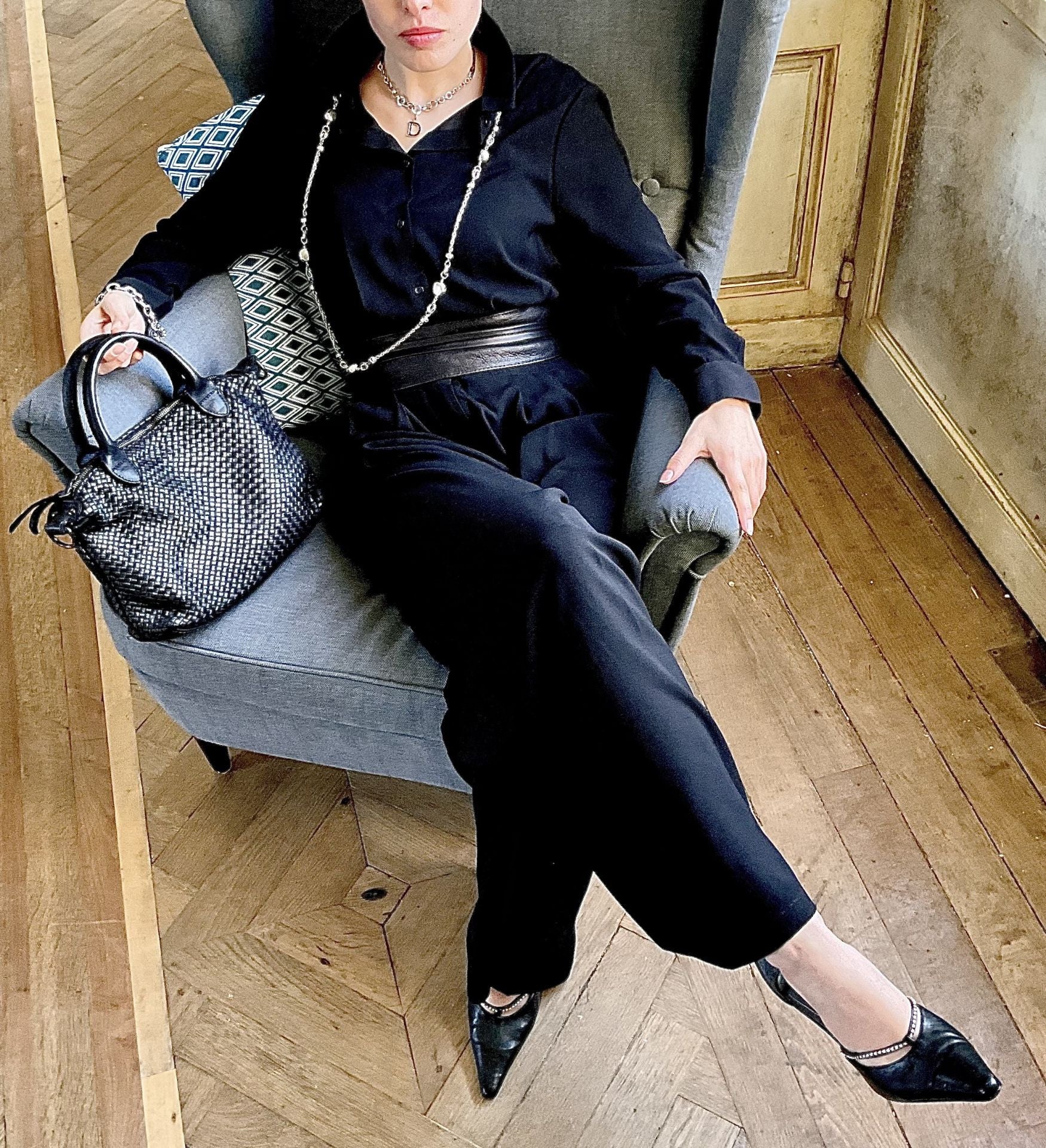 Sac à main en cuir vintage MISS ROSE Noir