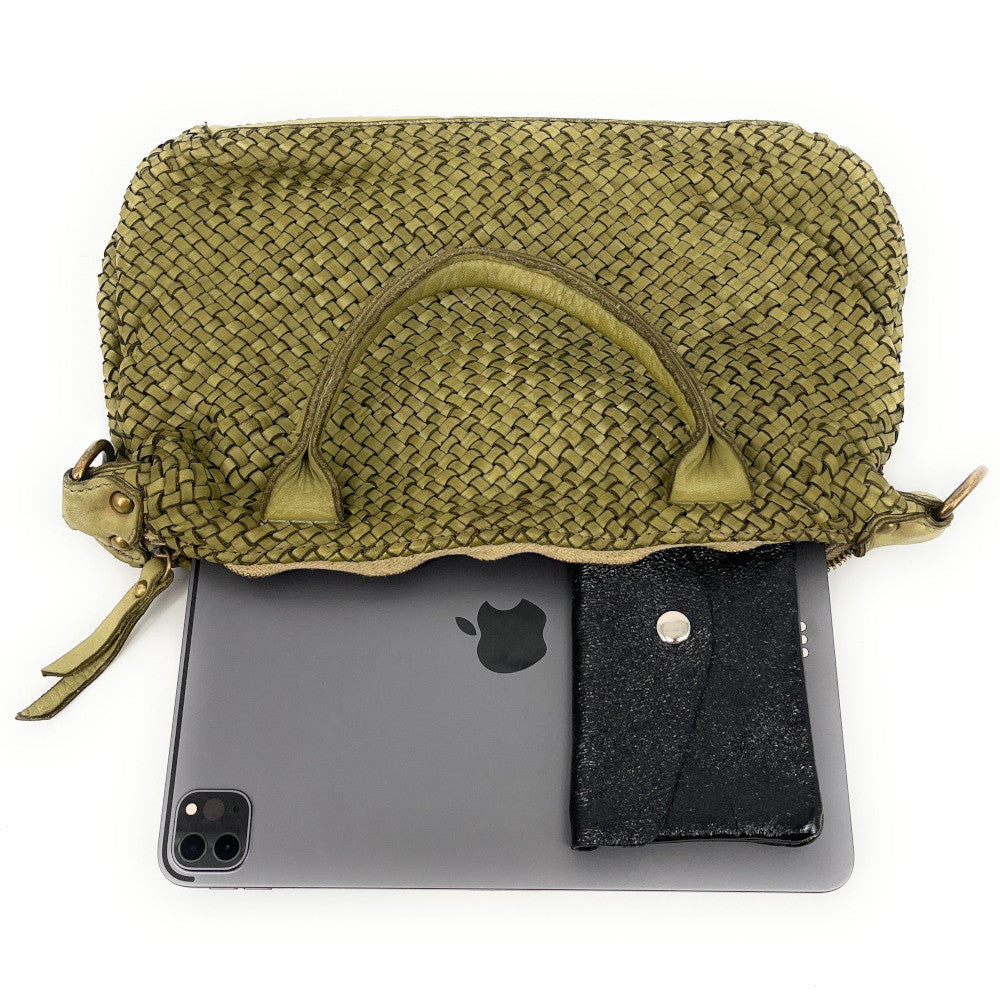 Sac à main en cuir vintage MISS ROSE Kaki clair