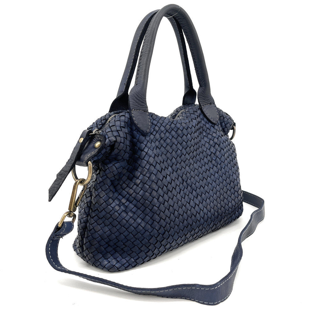 Sac à main en cuir vintage MISS ROSE Bleu profond