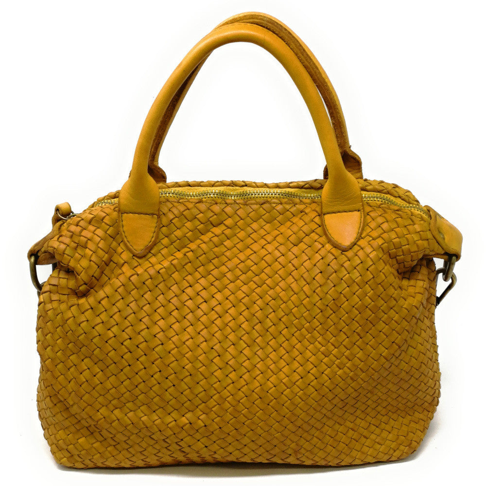 Sac à main en cuir vintage MISS ROSE Jaune tournesol