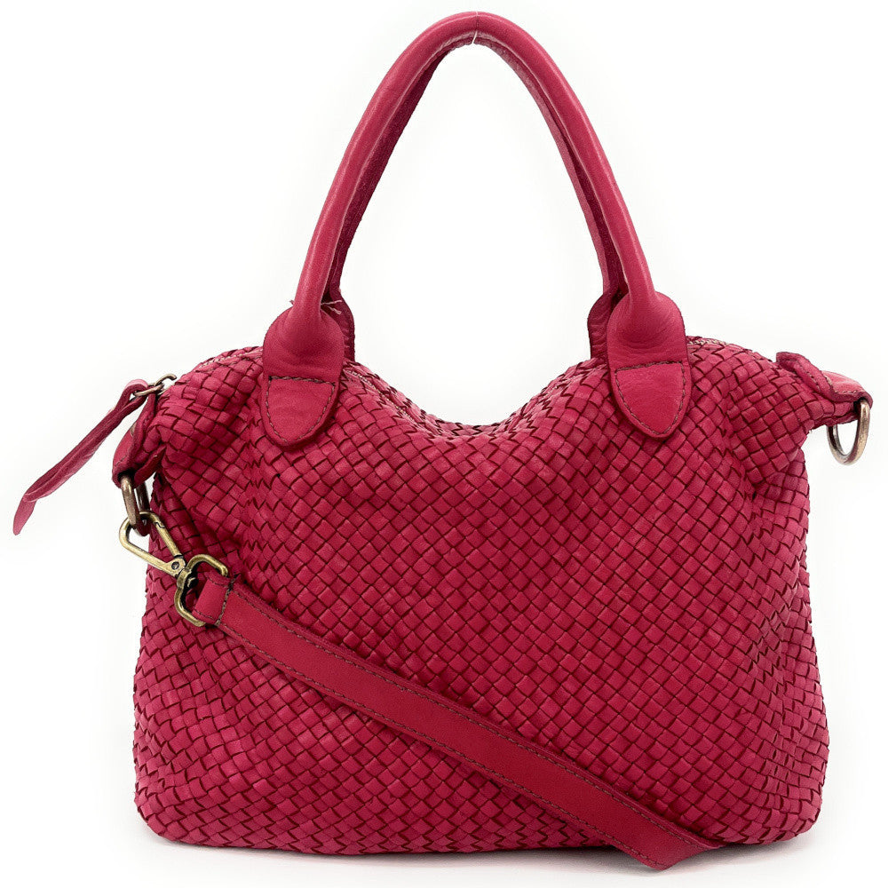 Sac à main en cuir vintage MISS ROSE Rose fuchsia