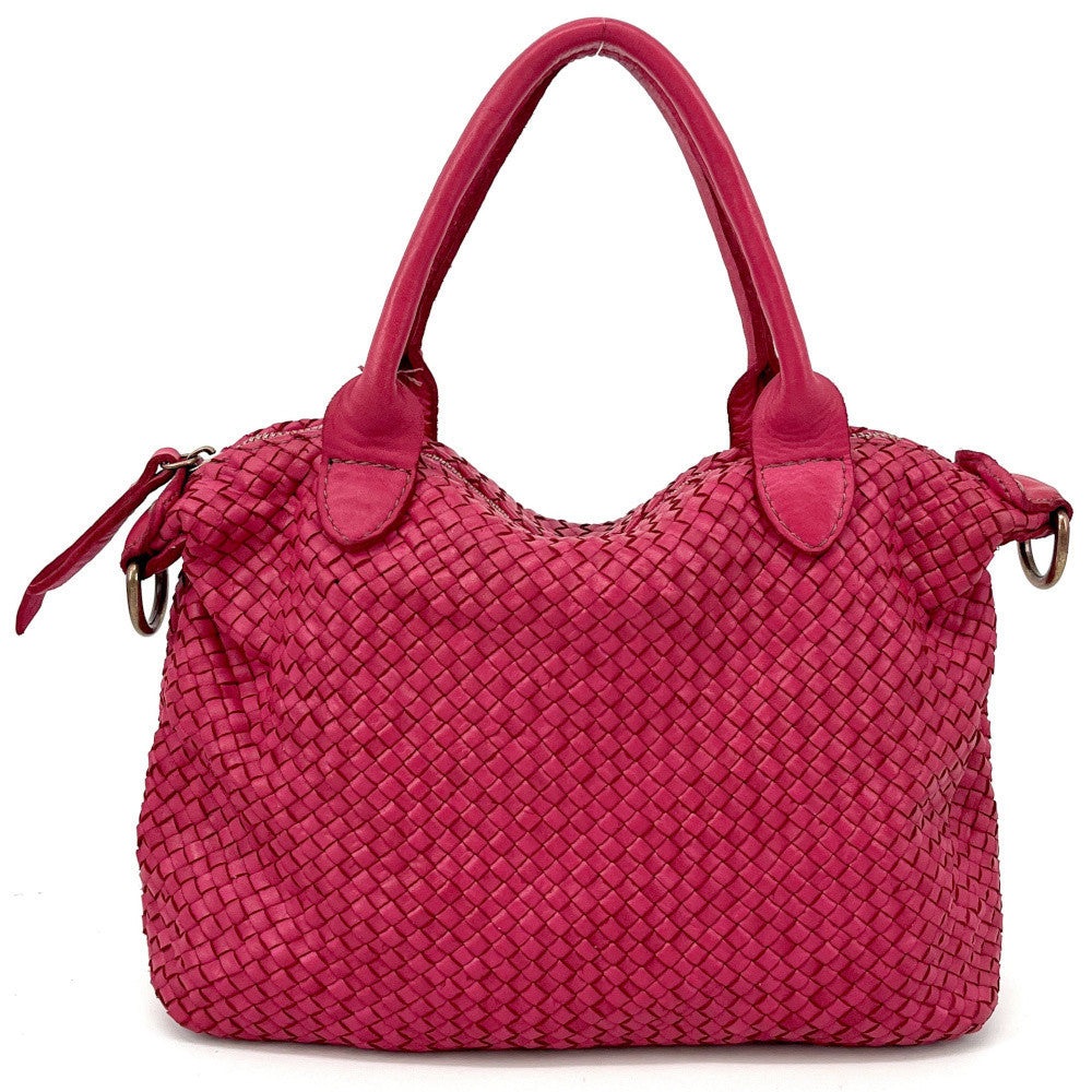 Sac à main en cuir vintage MISS ROSE Rose fuchsia