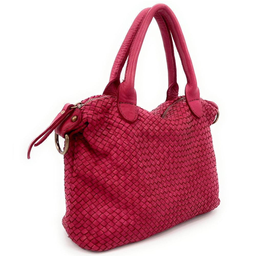 Sac à main en cuir vintage MISS ROSE Rose fuchsia