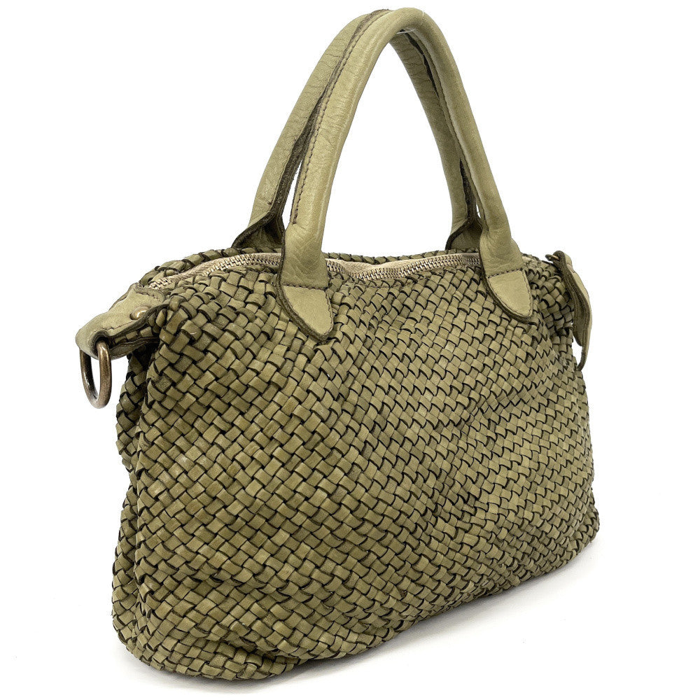 Sac à main en cuir vintage MISS ROSE Kaki clair