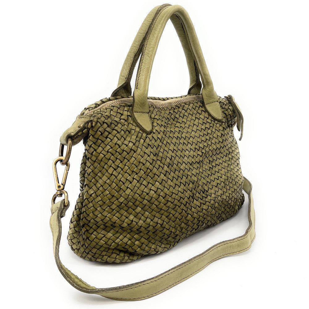 Sac à main en cuir vintage MISS ROSE Kaki clair
