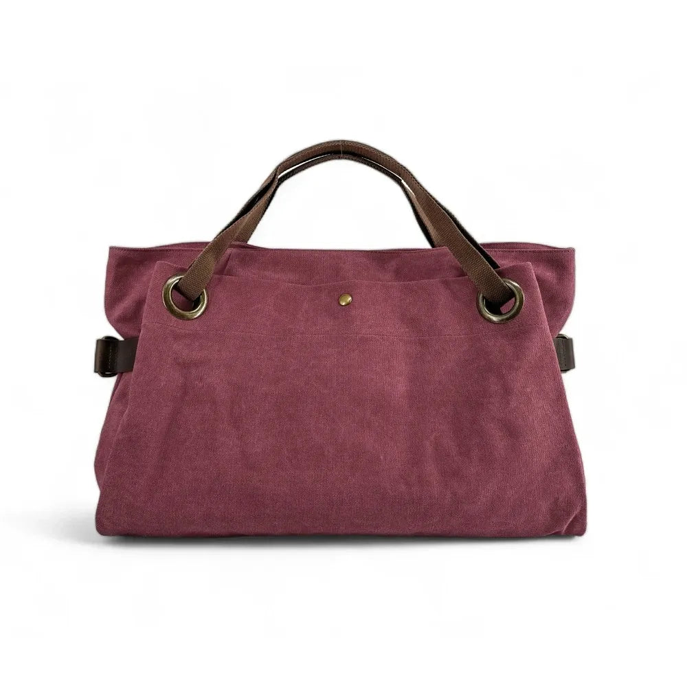 Sac week-end en cuir et toile TOBAGO Rouge bordeaux
