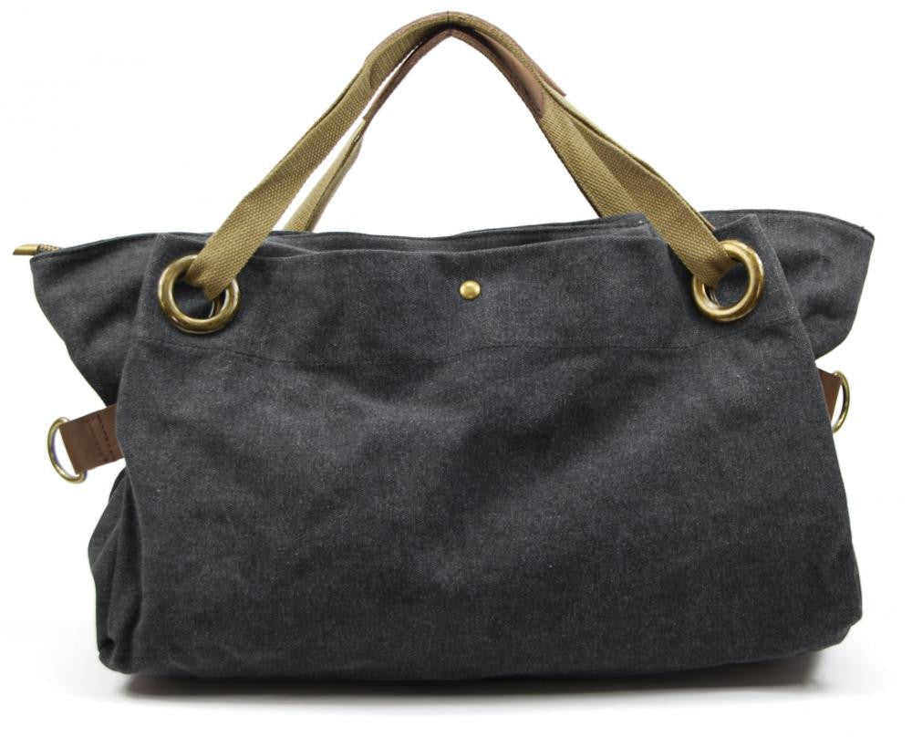 Sac week-end en cuir et toile TOBAGO Noir