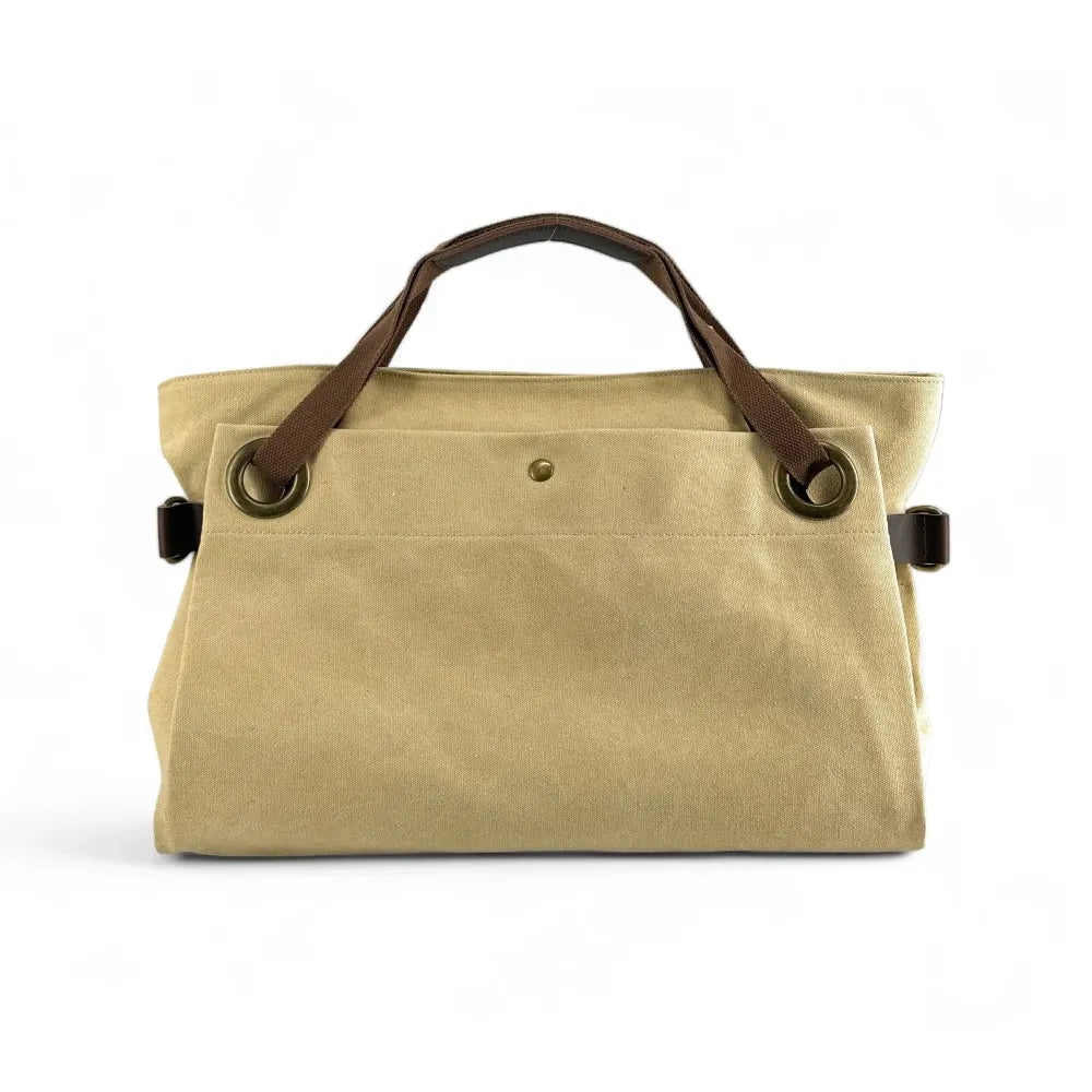 Sac week-end en cuir et toile TOBAGO Taupe clair