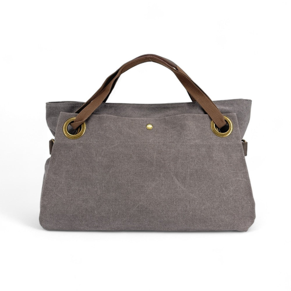 Sac week-end en cuir et toile TOBAGO Gris pigeon