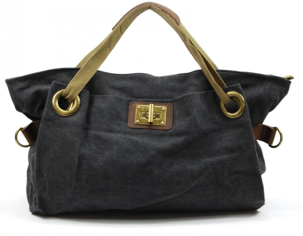 Sac week-end en cuir et toile TOBAGO Noir