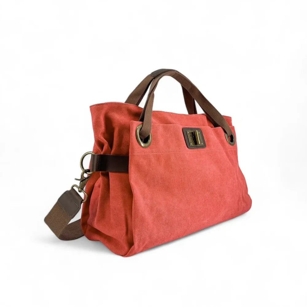 Sac week-end en cuir et toile TOBAGO Rose saumon