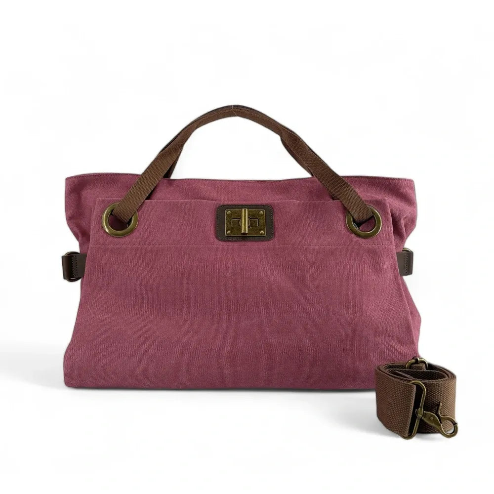 Sac week-end en cuir et toile TOBAGO Rouge bordeaux
