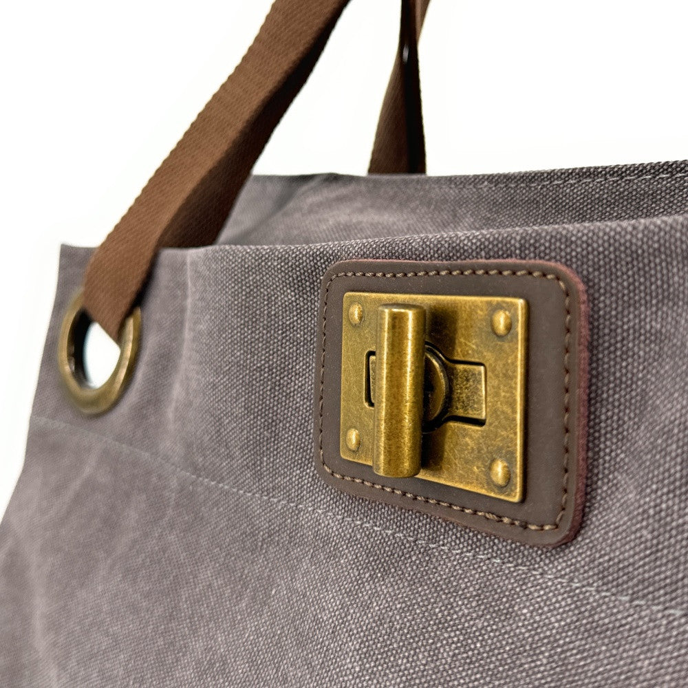 Sac week-end en cuir et toile TOBAGO Gris pigeon