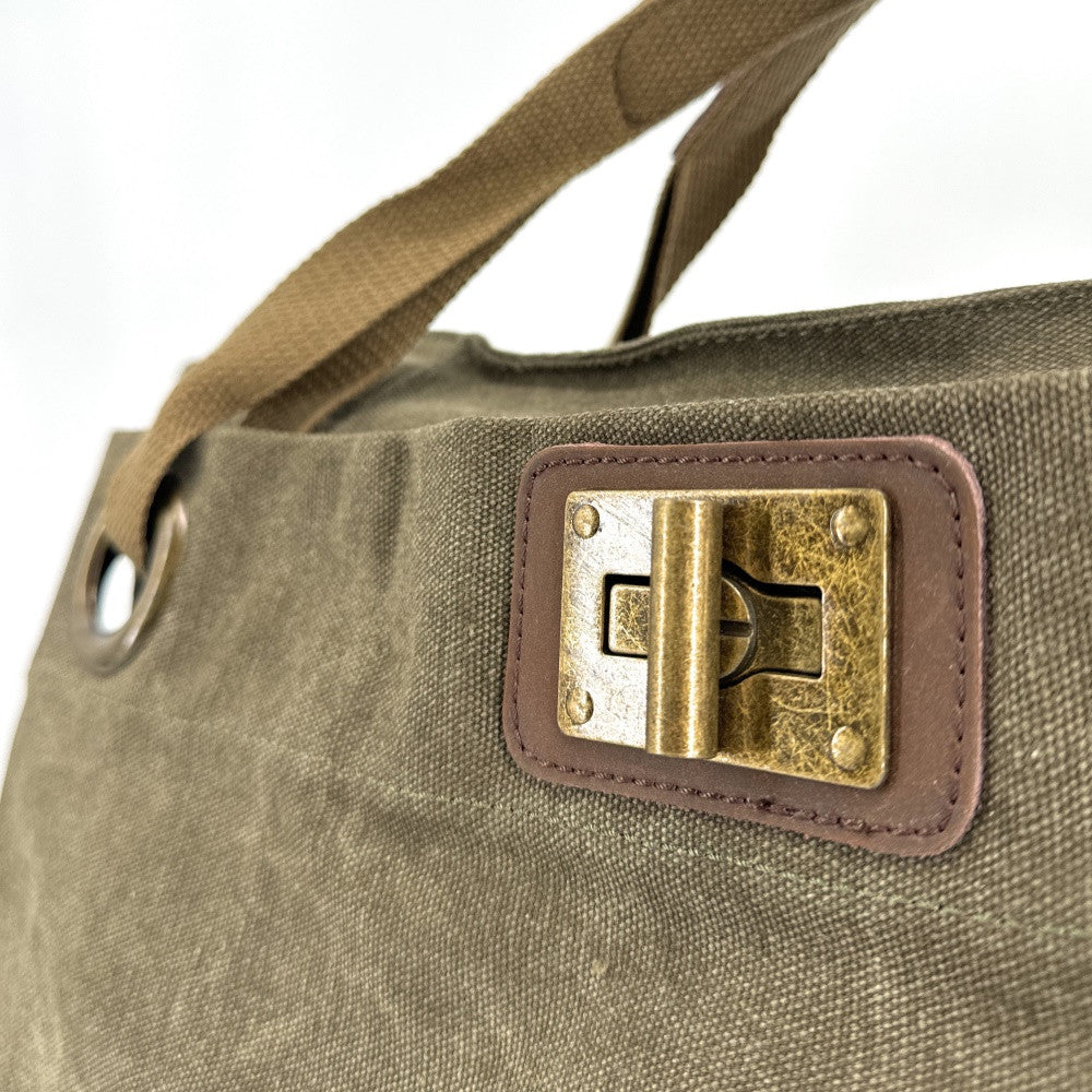 Sac week-end en cuir et toile TOBAGO Kaki