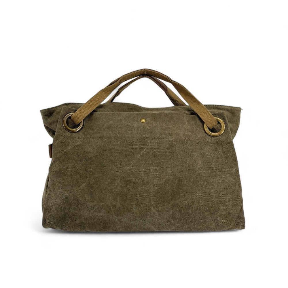 Sac week-end en cuir et toile TOBAGO Kaki